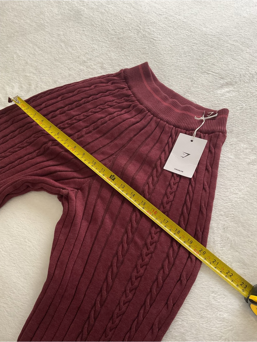 Gymshark Rest Day Cable Knit Flare Pants Women’s M Burgundy NWT - Picture 10 of 12